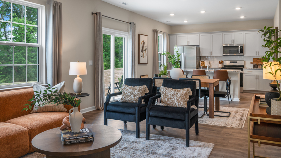 living area with kitchen view