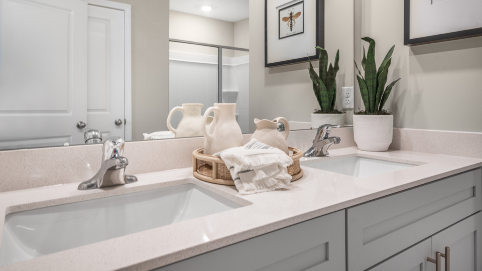 main bathroom with dual sink
