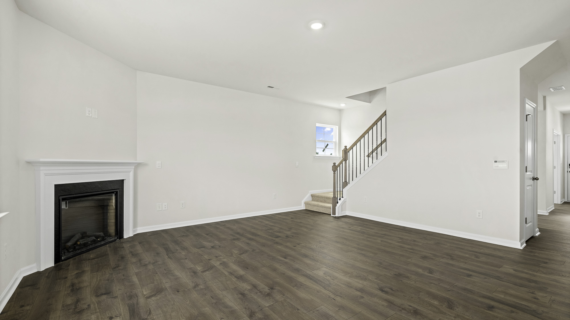 living area with fire place