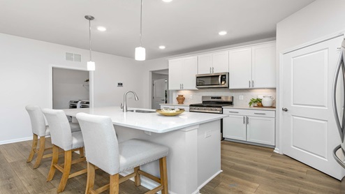 kitchen with white cabinets