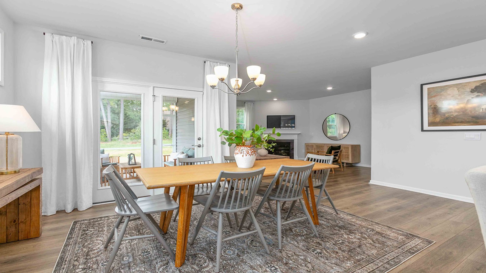 dining area with patio door