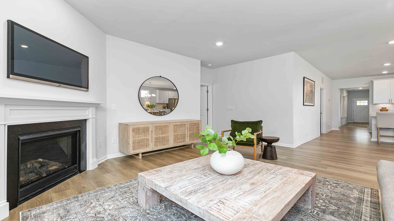 living area with fireplace