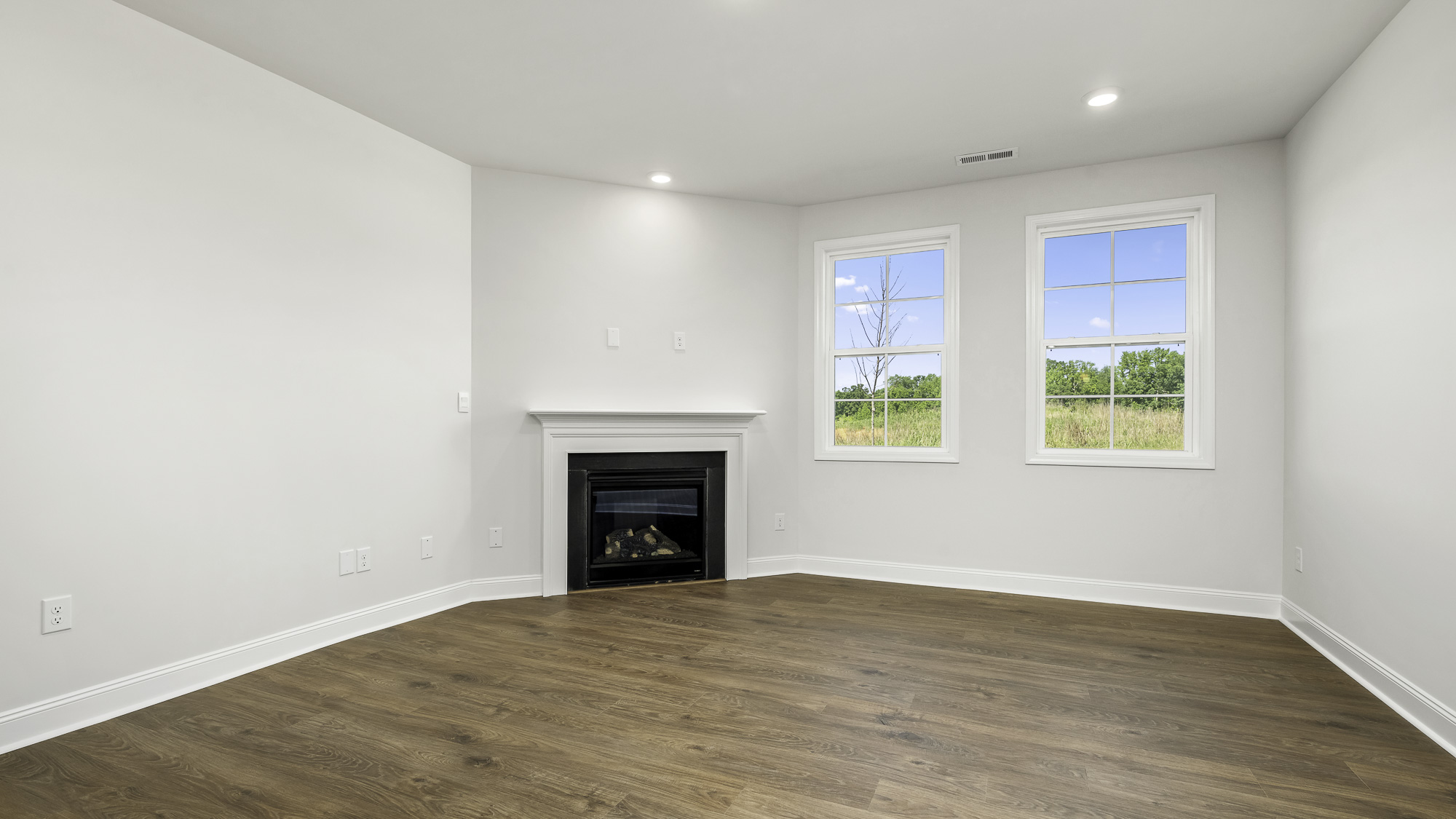 living area with fire place