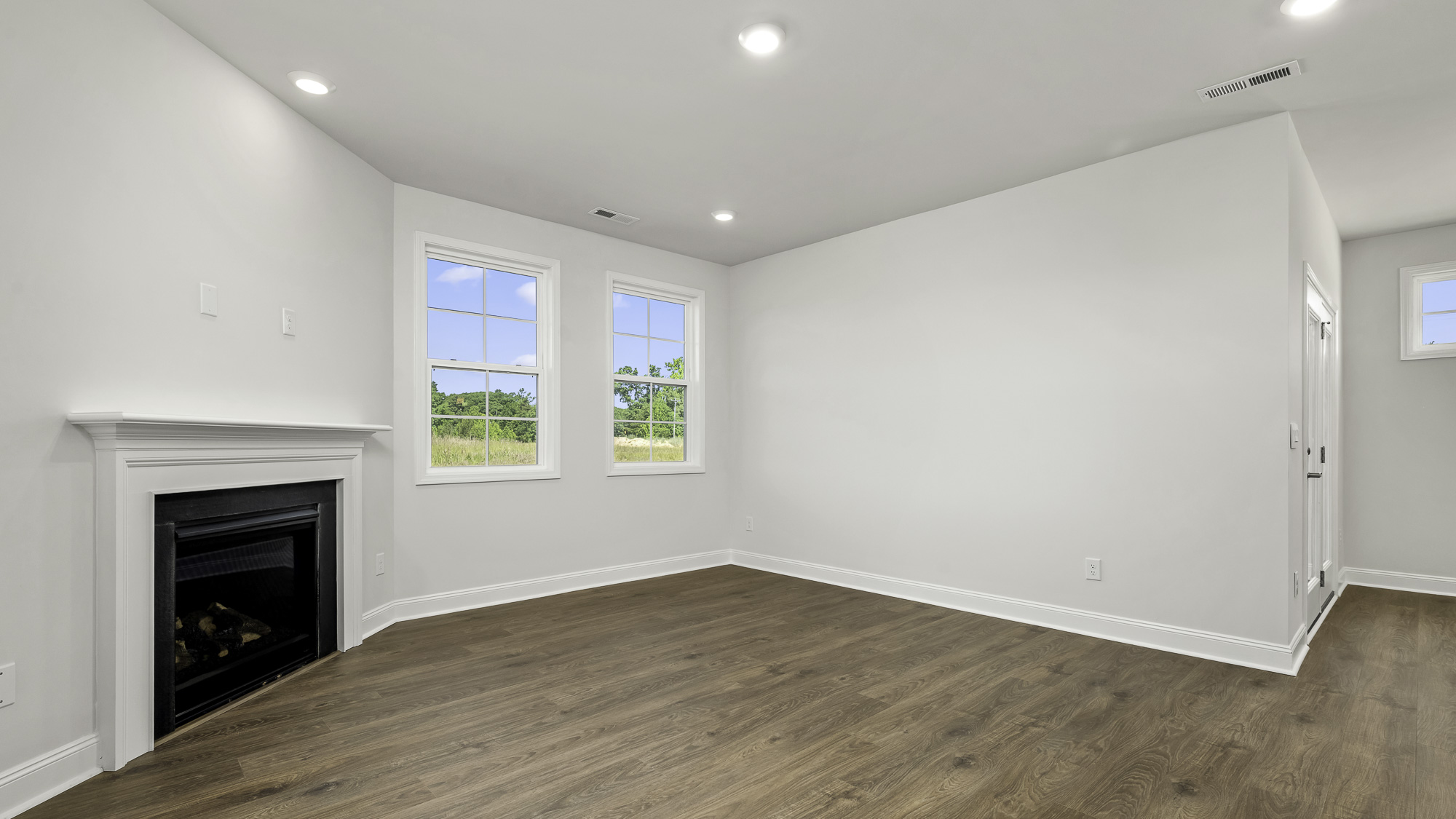 living area with fire place