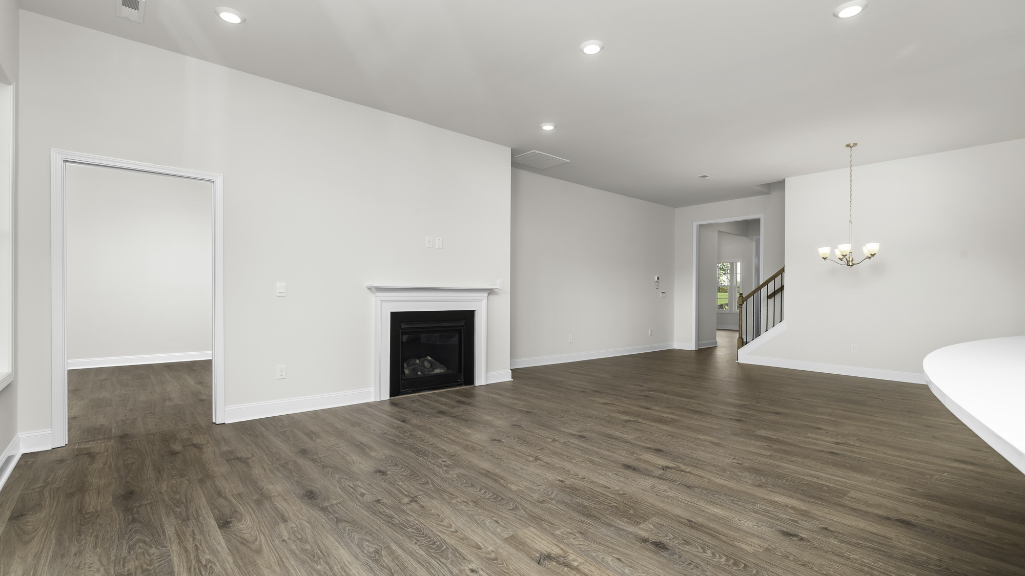 living area with fire place
