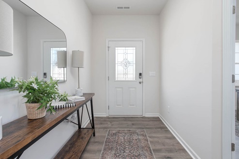 Front door with revwood floors