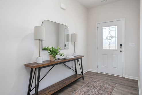 Front door with revwood floors