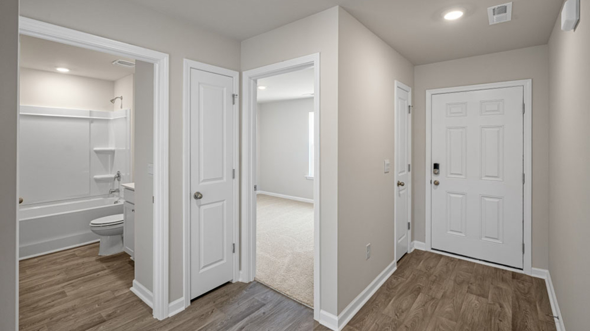 front door with vinyl floor