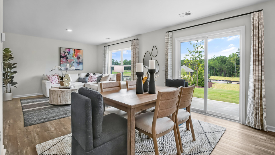 dining area and patio door