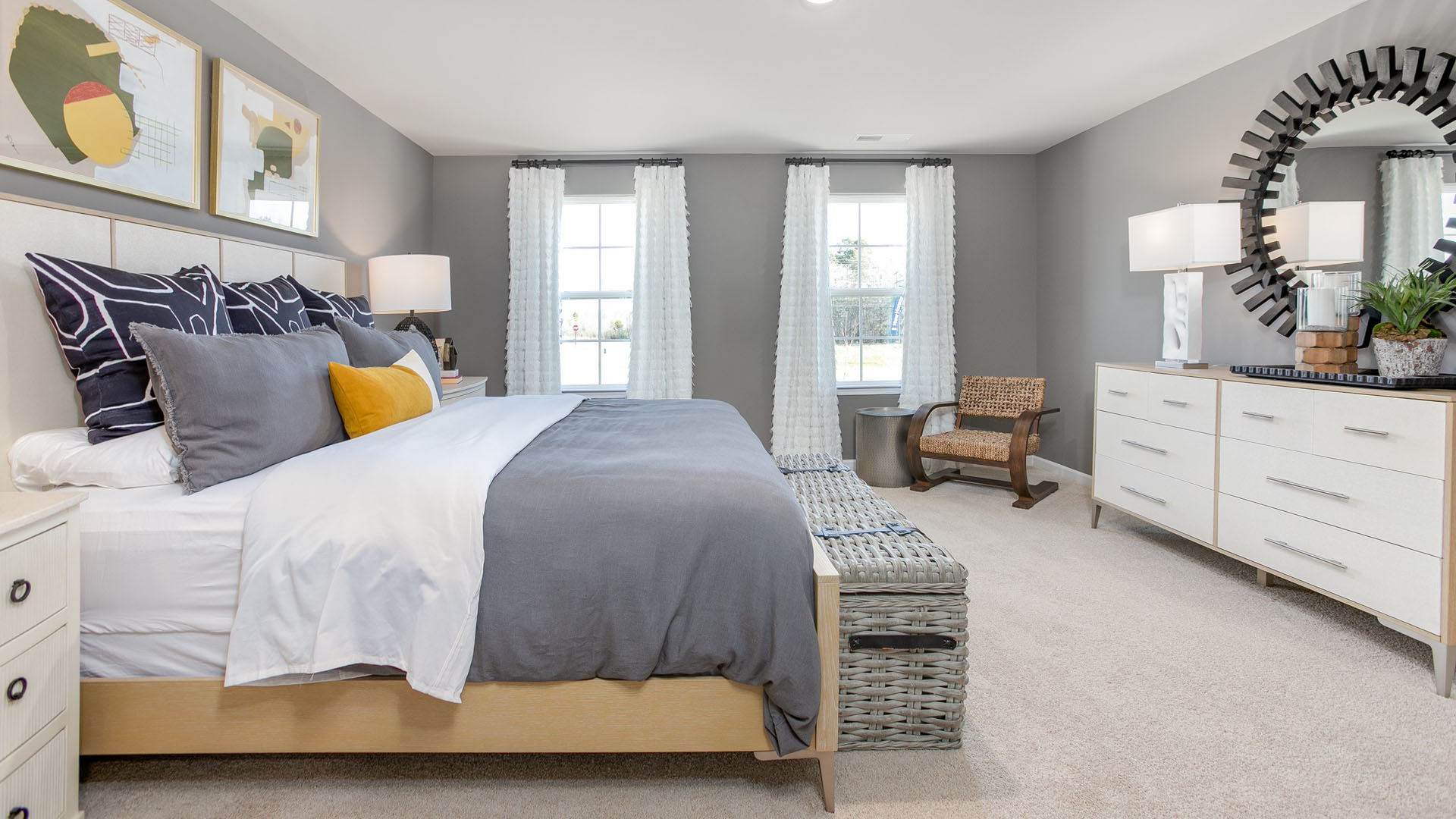 bedroom with carpet and natural light