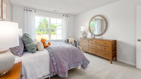 Bedroom with carpet and ample light
