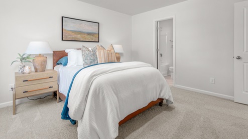 Bedroom with carpet and ample light