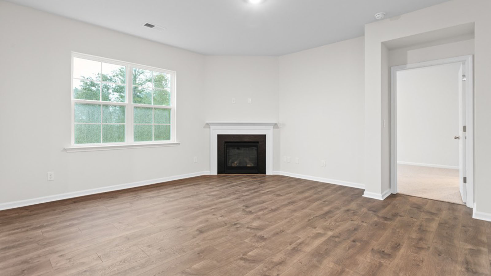 living area with fire place