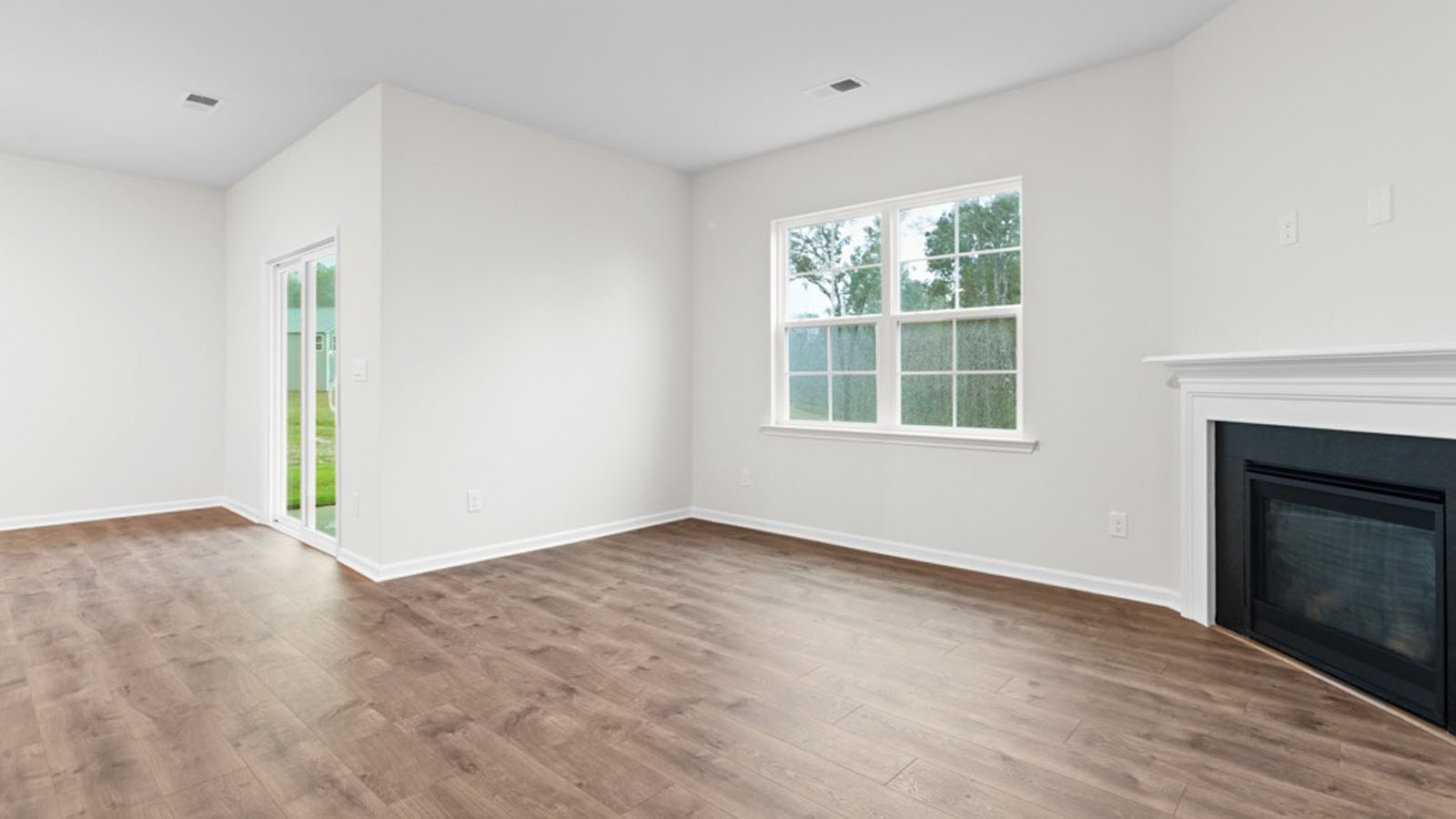 living area with fire place