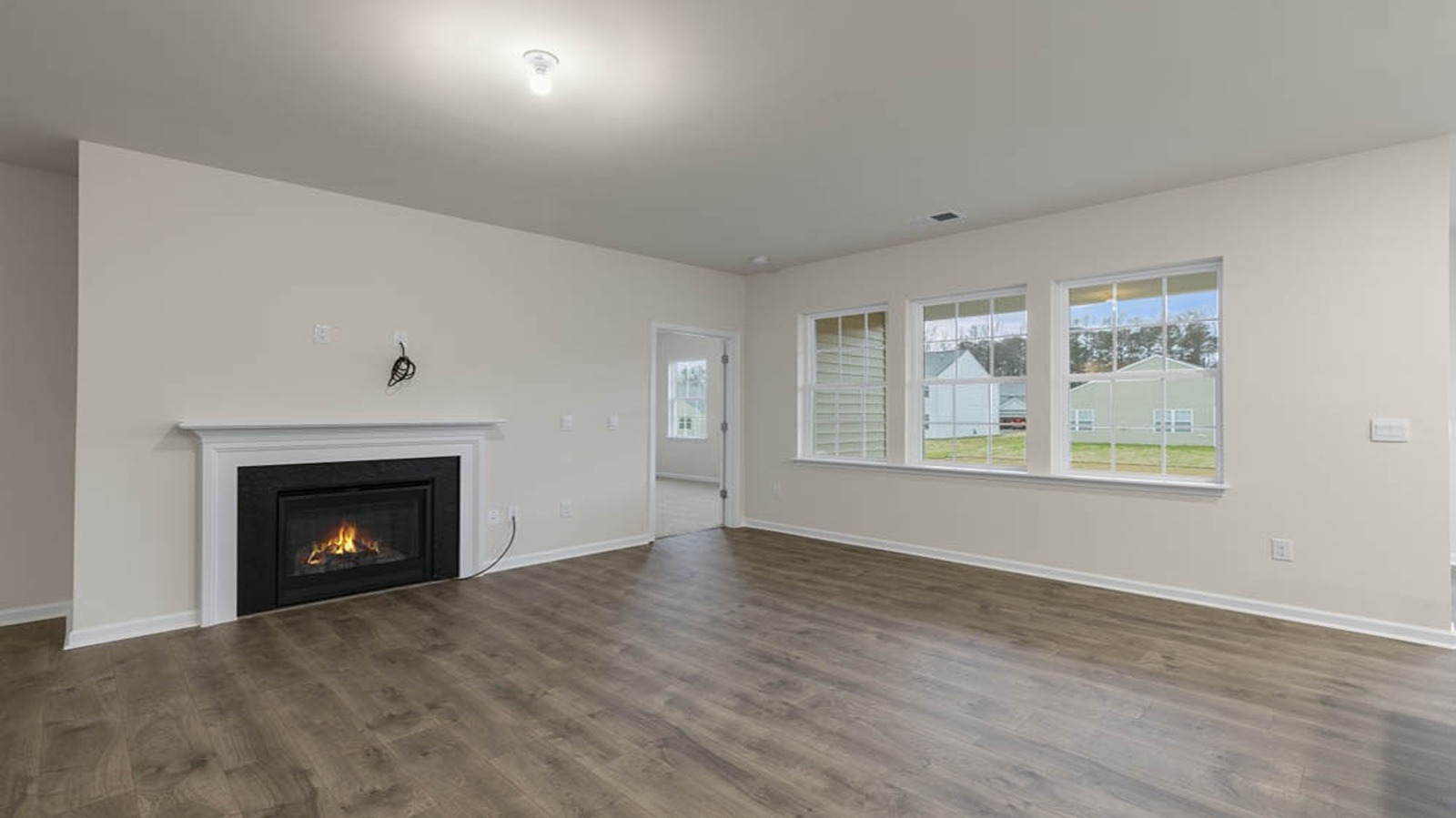 living area with fireplace