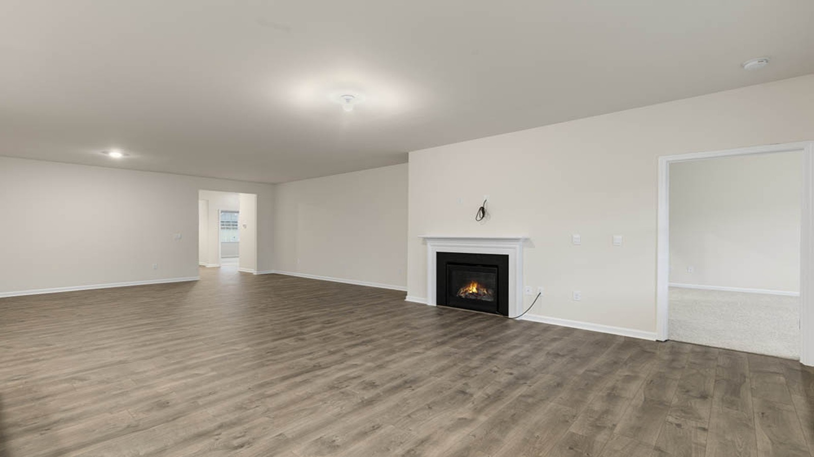 living area with fireplace