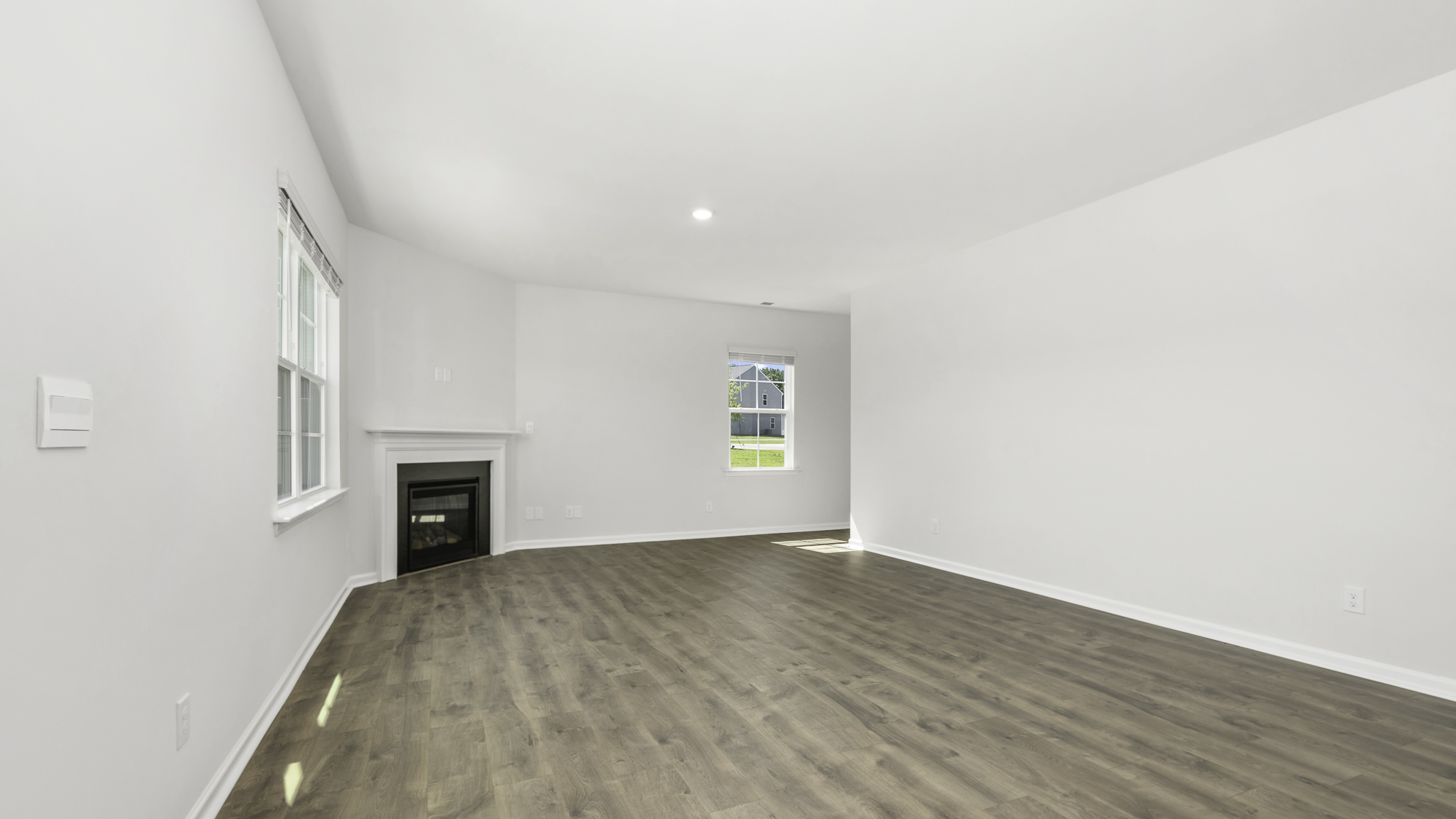 living room with fire place