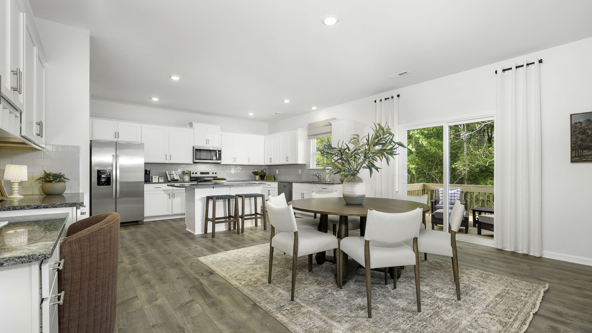 living room and breakfast area