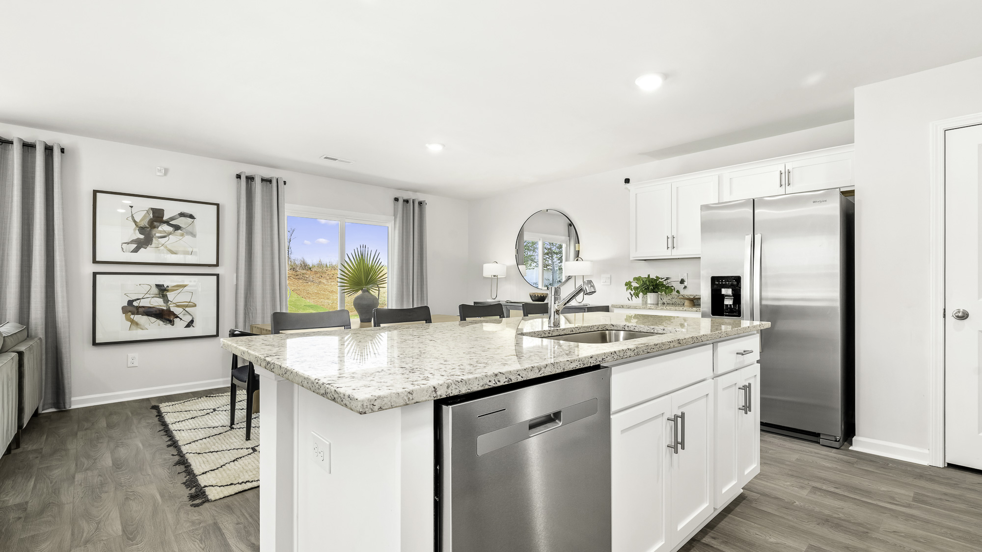 kitchen island and dishwasher