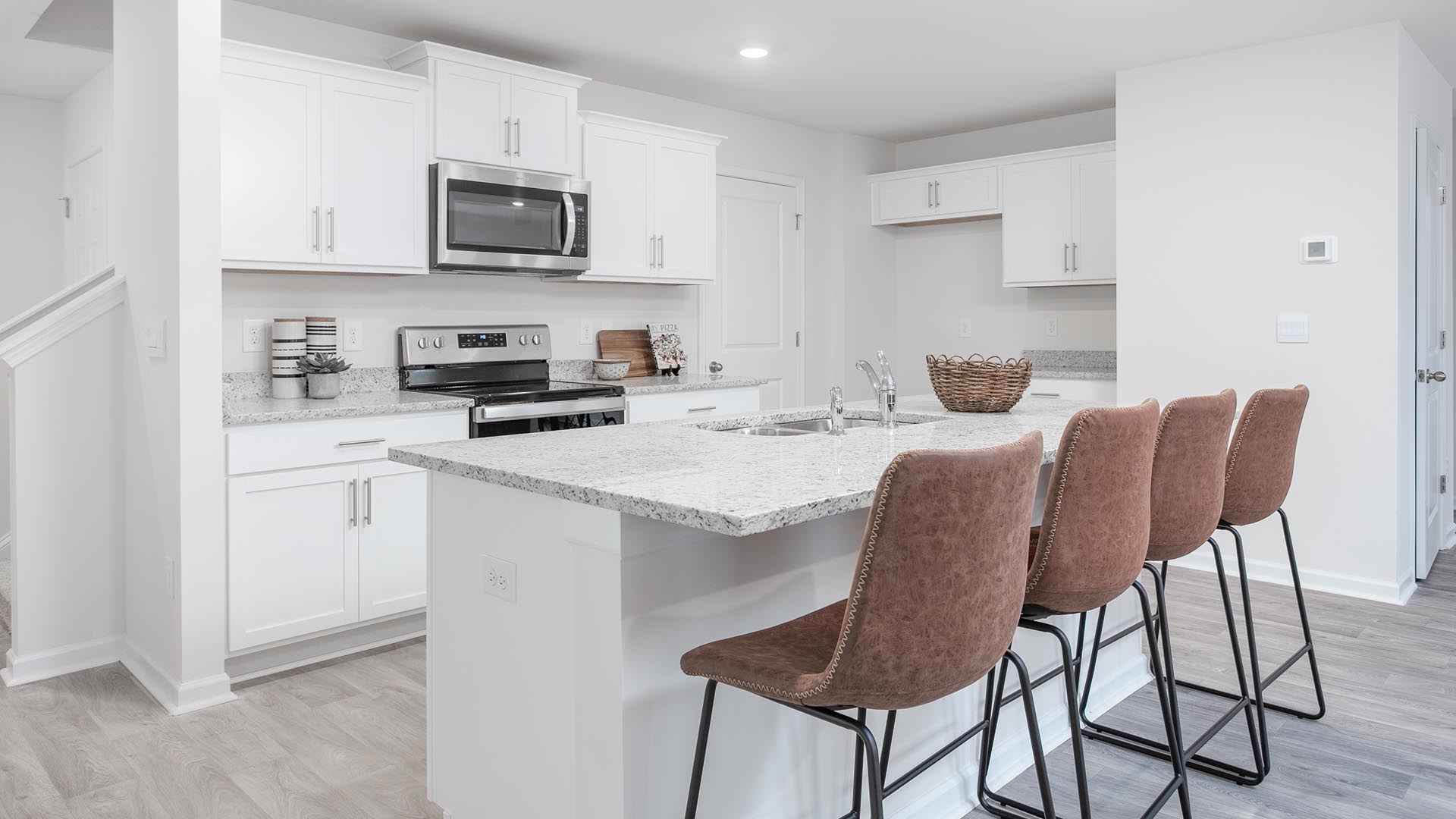 kitchen with barstools