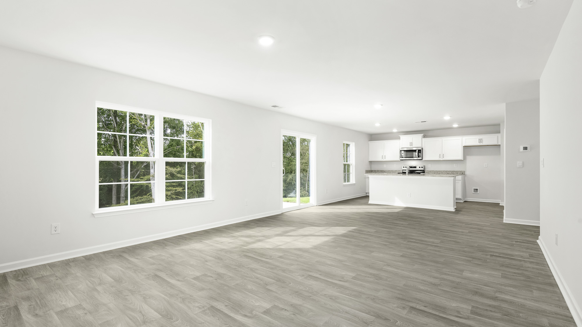 living area and partial kitchen view