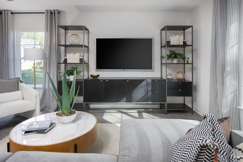 living room with vinyl floors and natural light