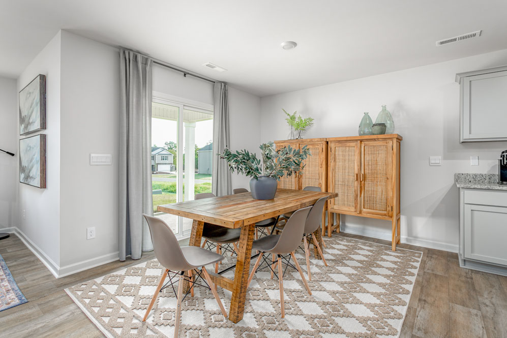 dining area with sliding glass doors