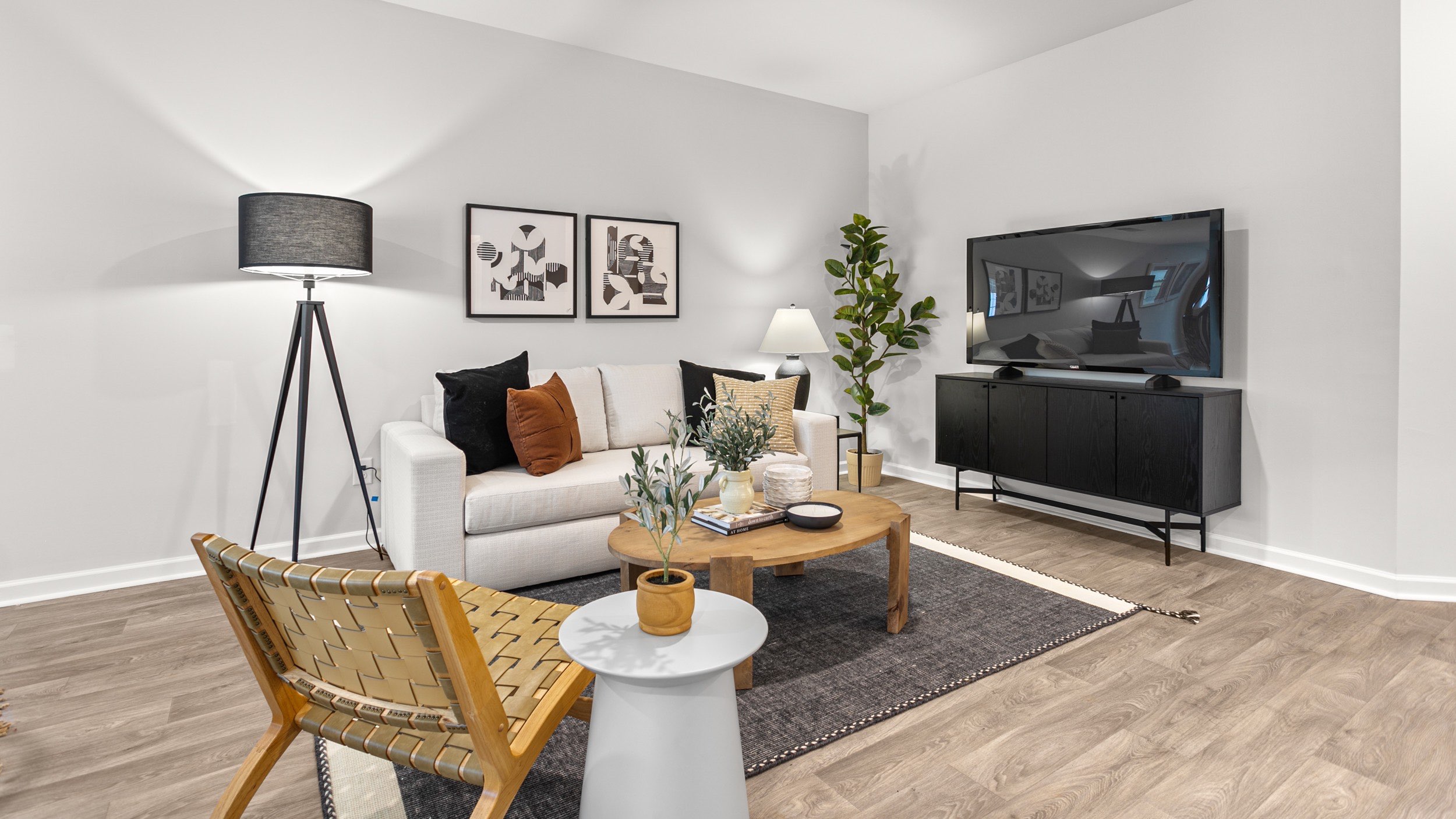 living room with vinyl flooring