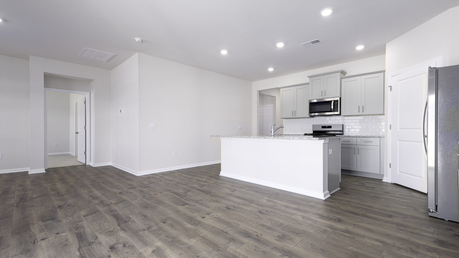 kitchen and living room