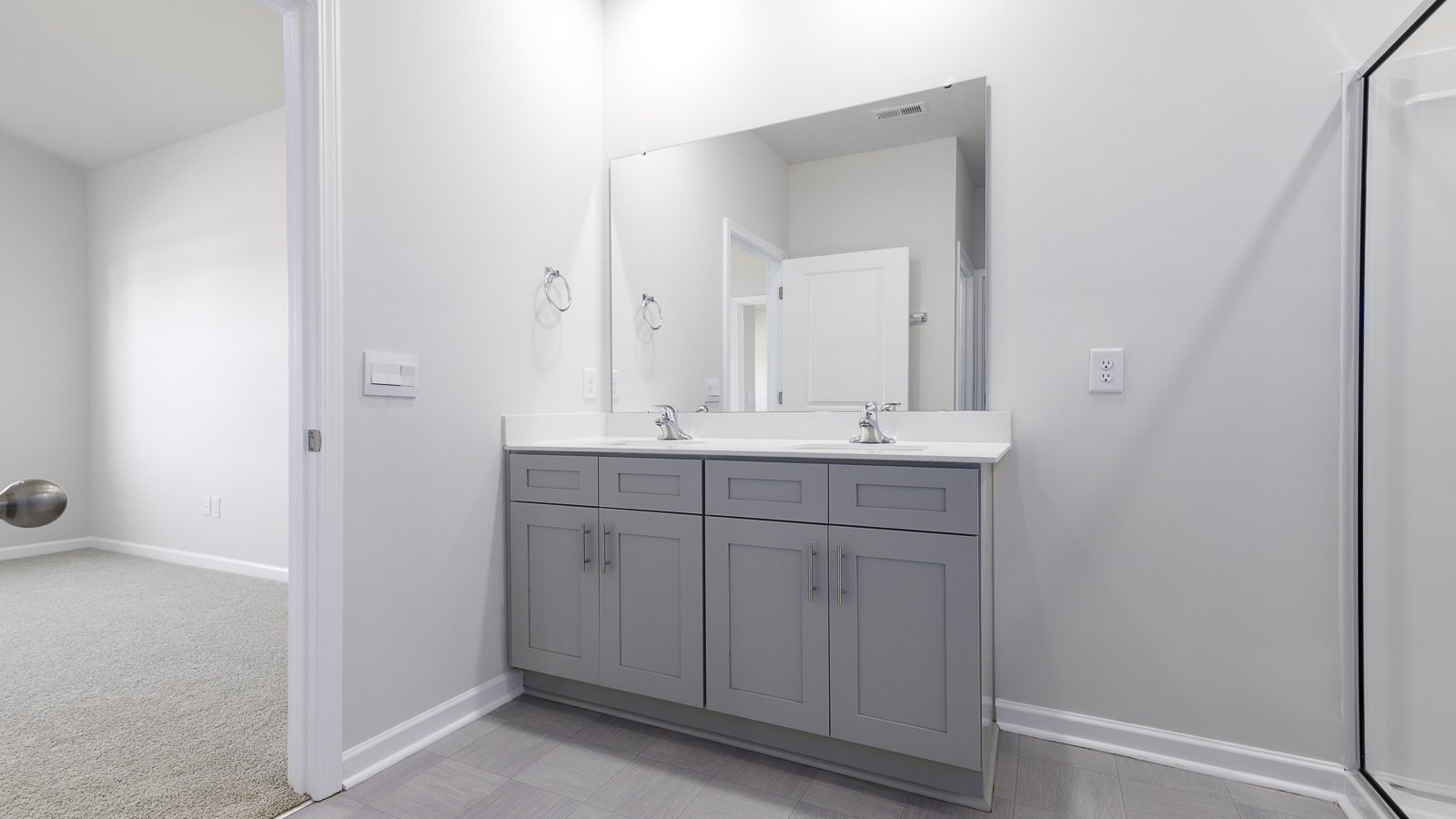 primary bathroom with double sinks