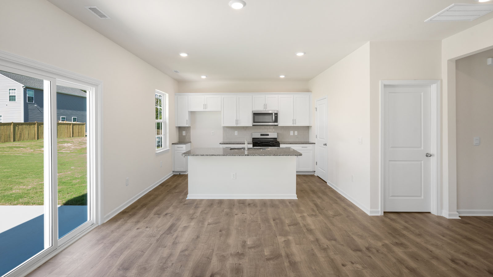 dining area with patio view