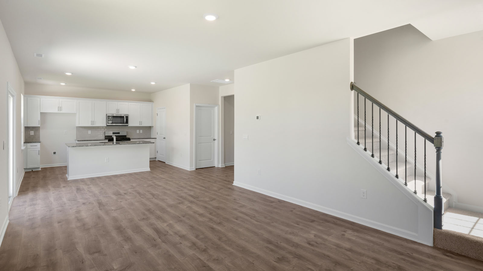 living area and kitchen view
