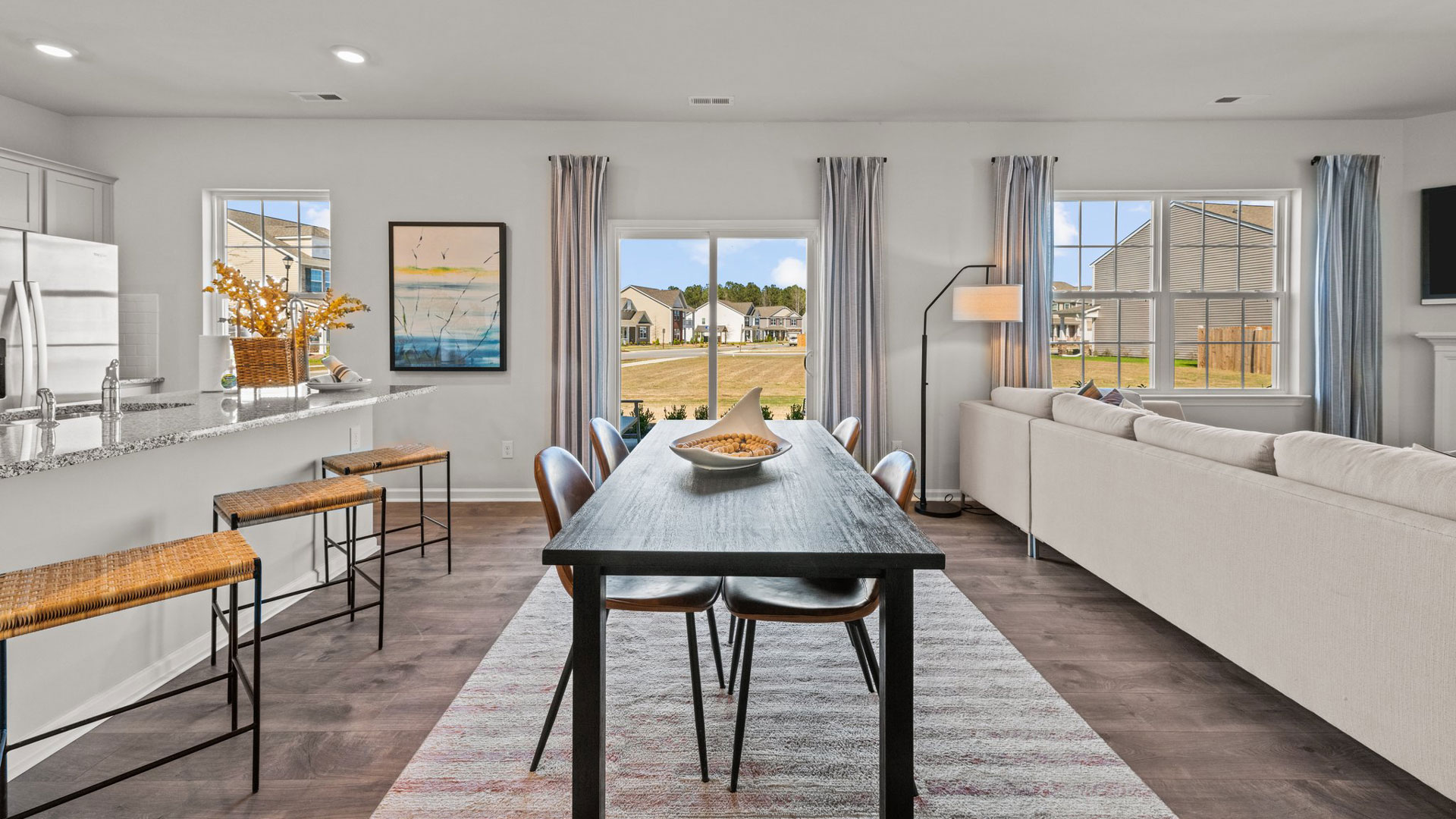 dining area with sliding glass doors