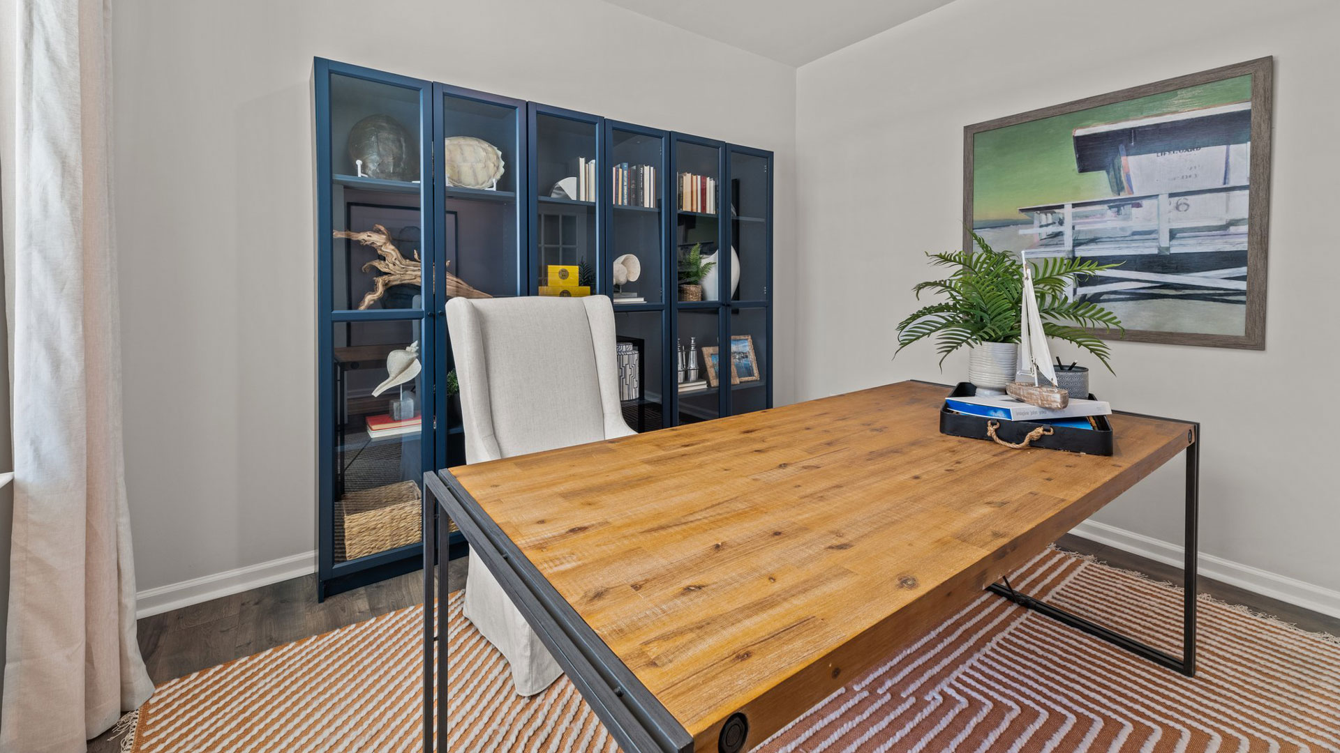 Office with Revwood floor and French doors