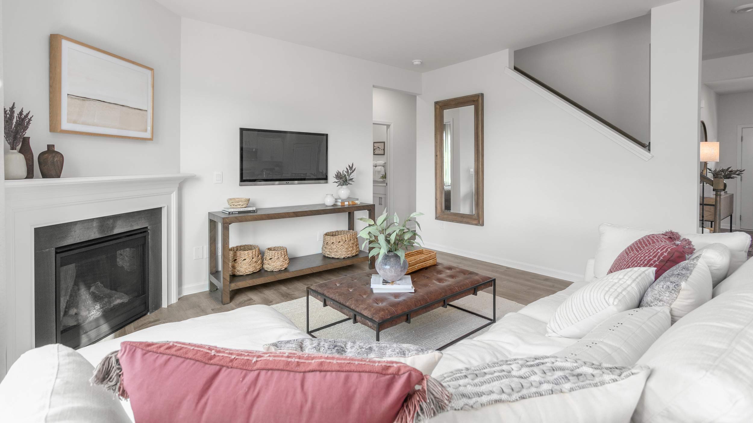 Living room with revwood flooring