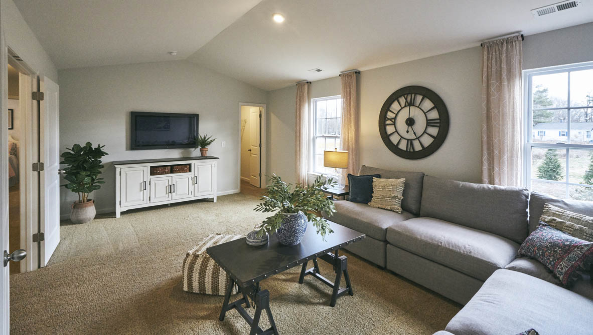 loft with carpet and natural light