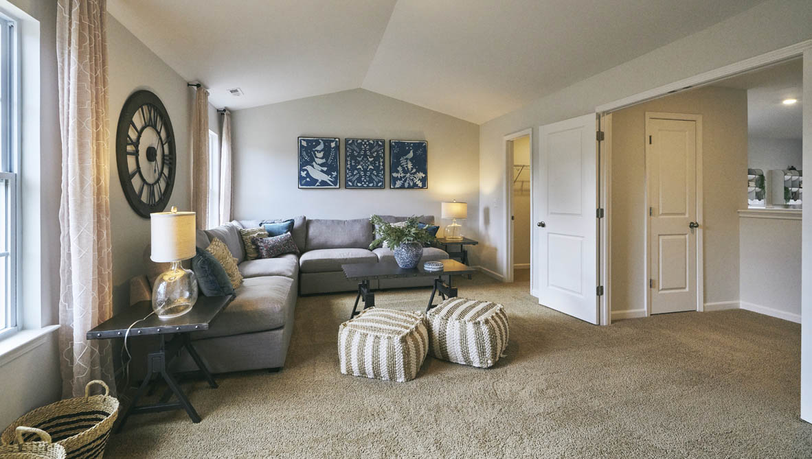 loft with carpet and natural light