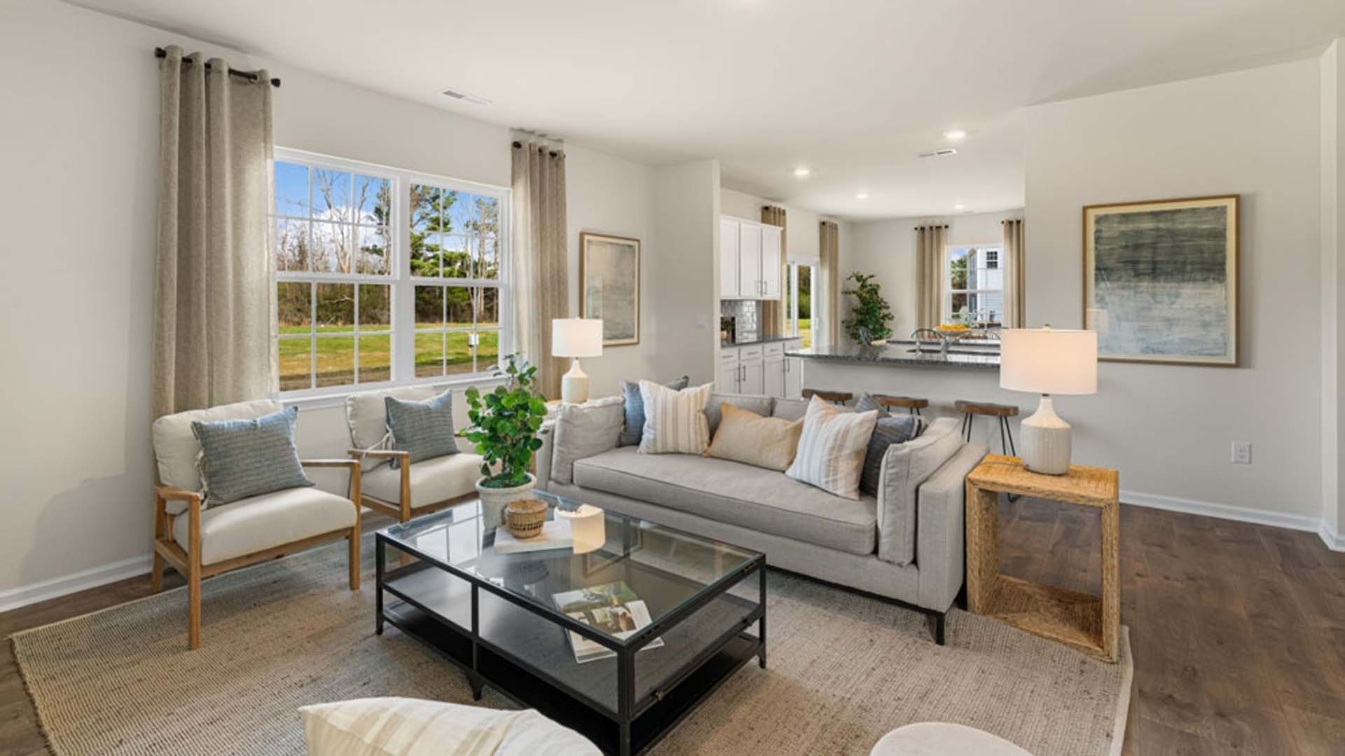 Loft with carpet and natural light