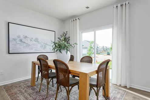 Dining room with sliding glass doors