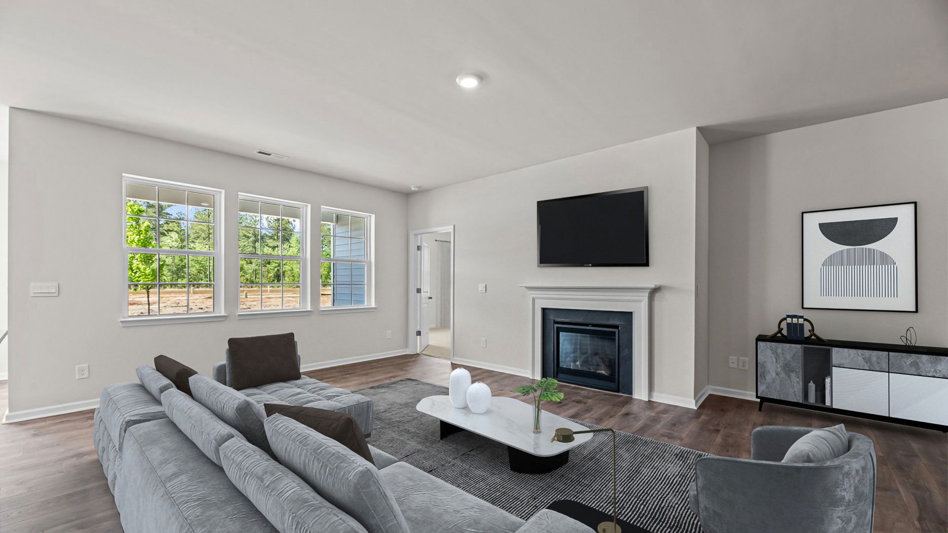 living room with fireplace