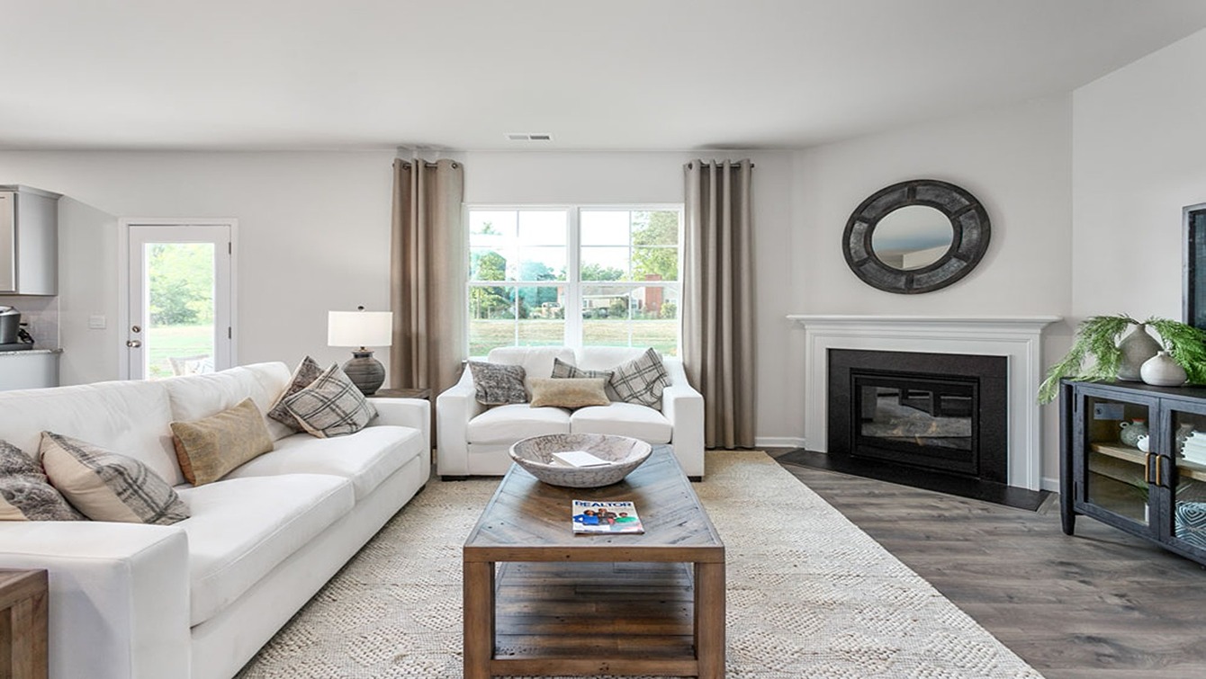 living room with gas fireplace