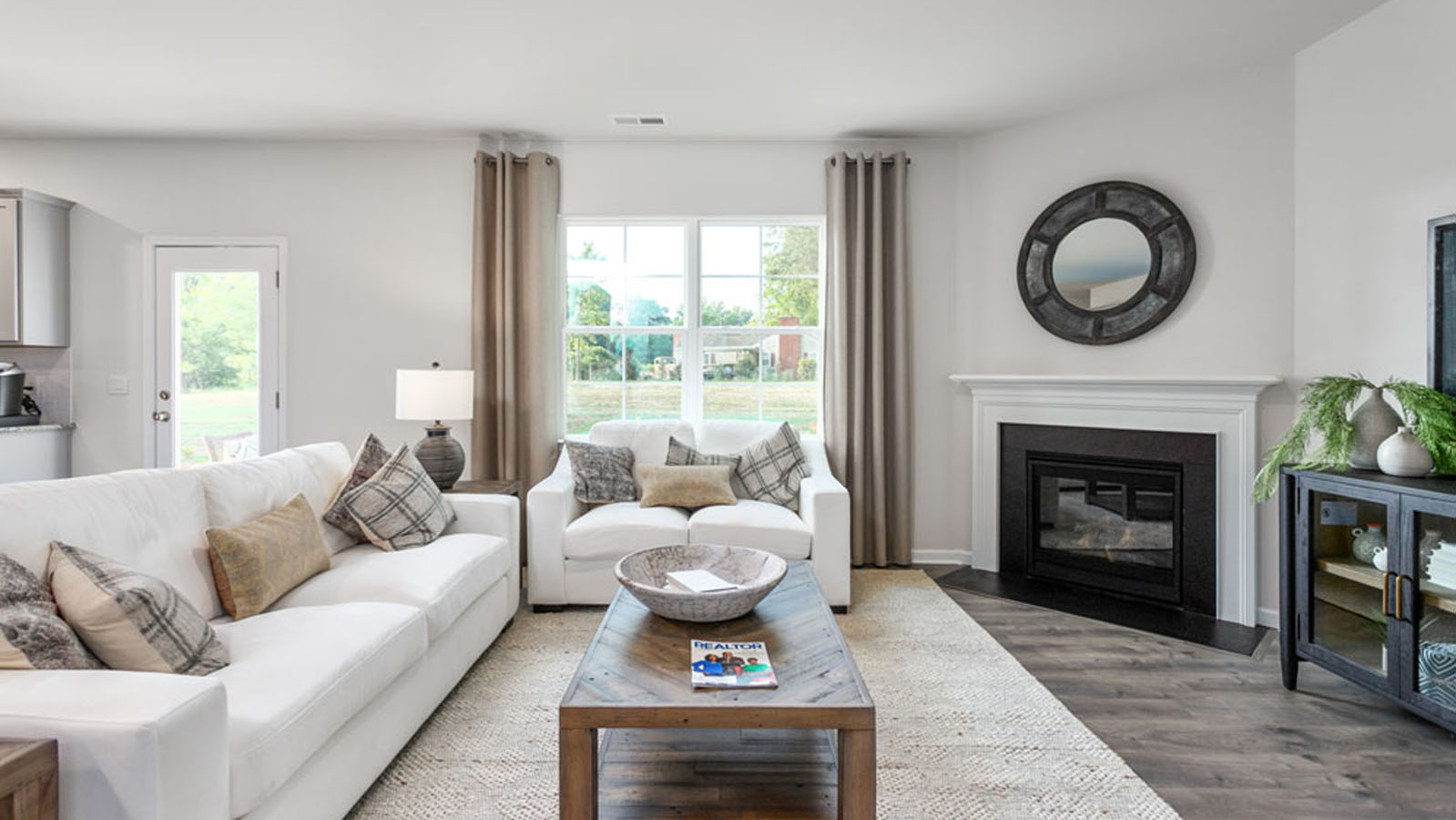 living area with fireplace