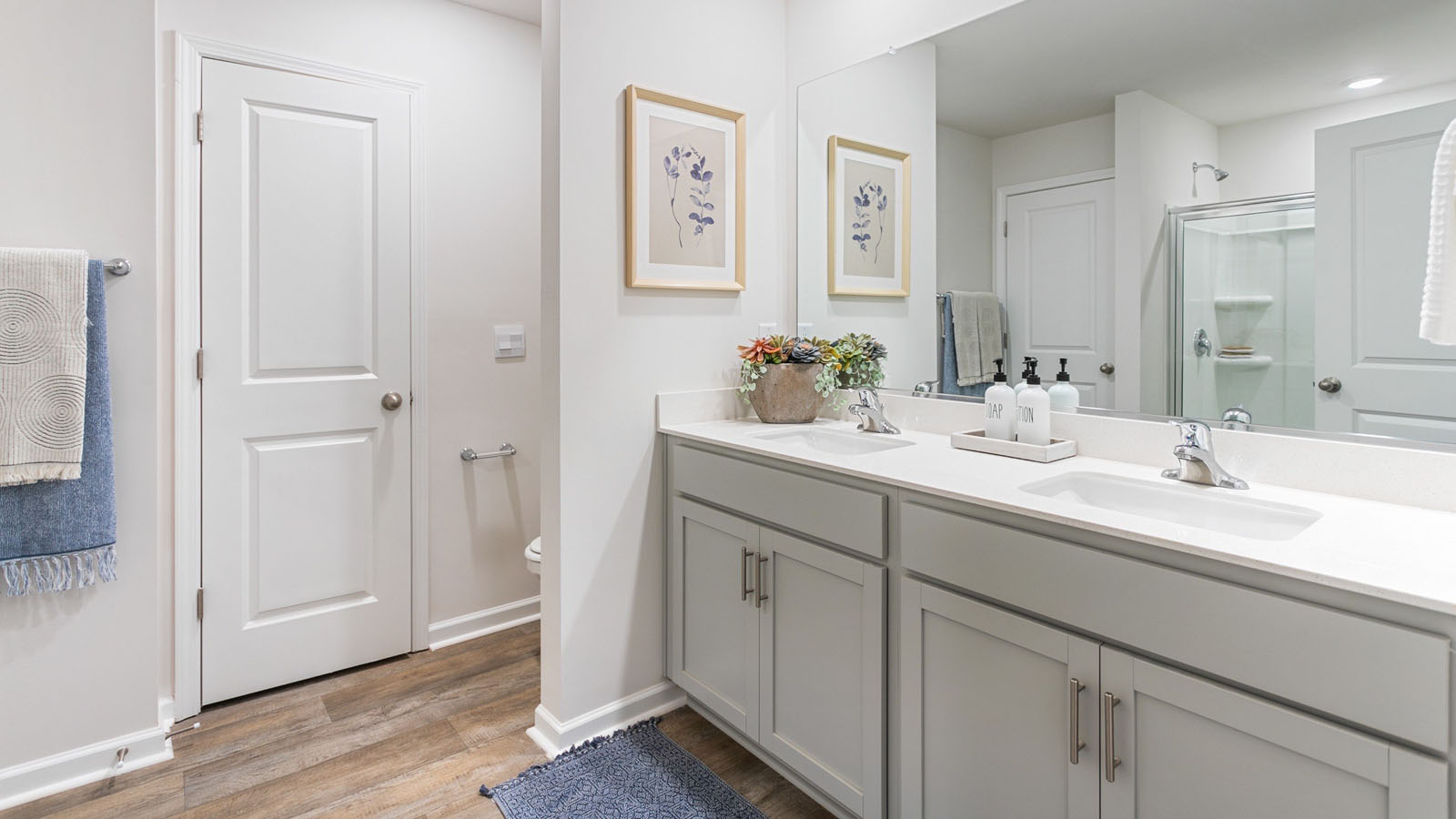 primary bathroom with double sinks