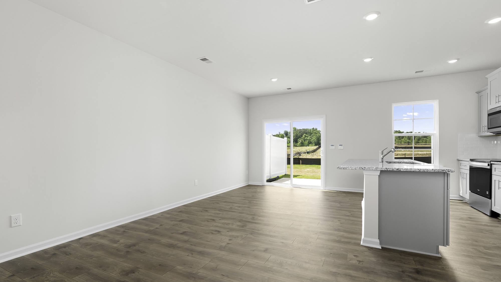 kitchen and living room