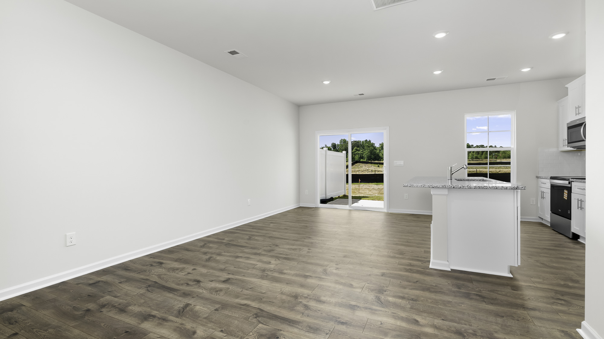 kitchen and living room