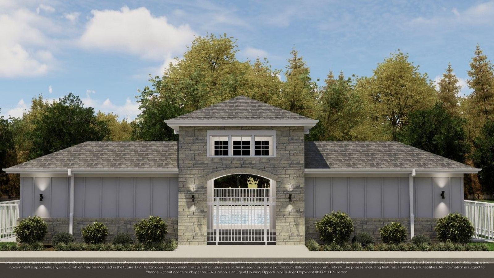 Front of the pool house