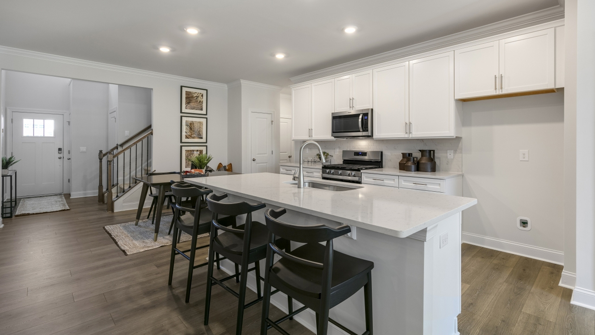 kitchen with white cabinets