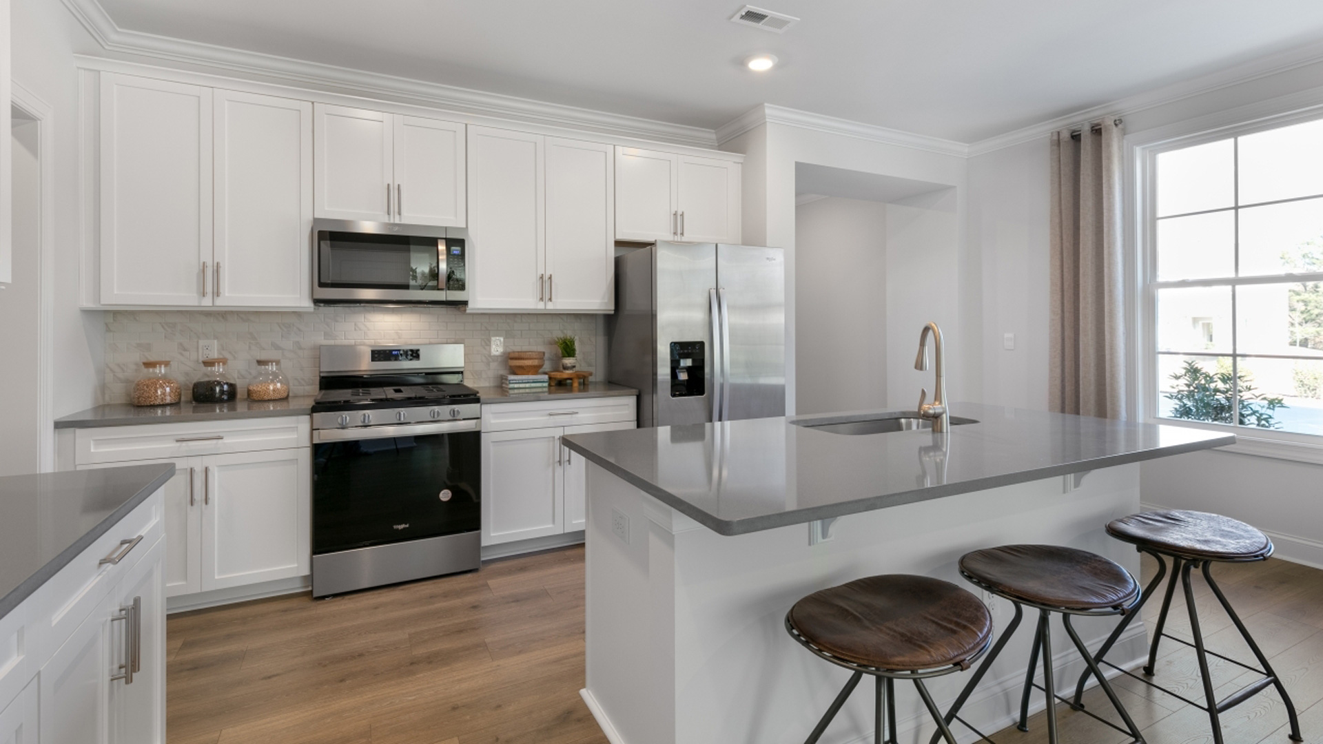 kitchen with white cabints