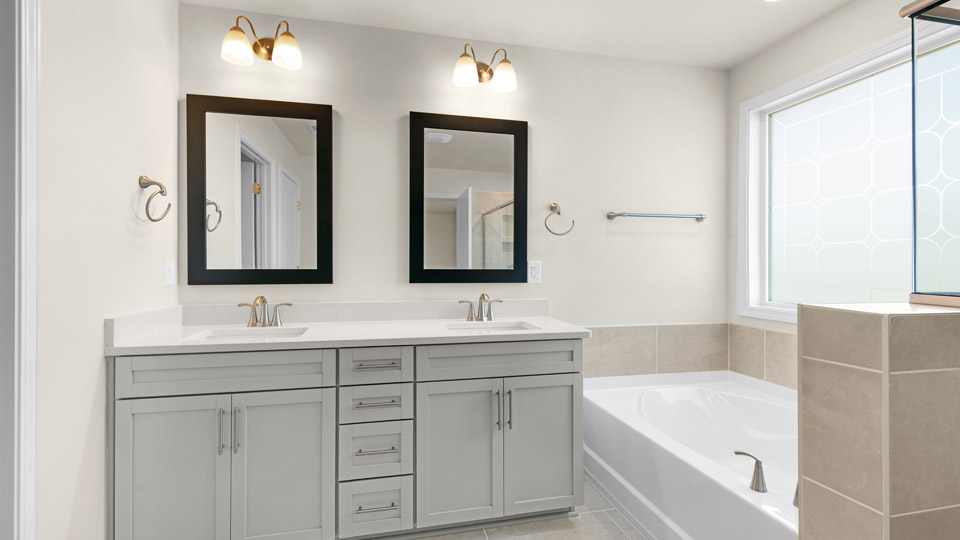 primary bathroom with double sinks