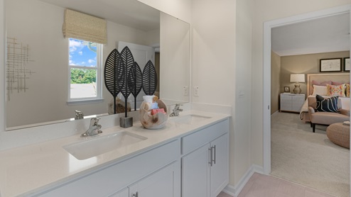 Primary bathroom with dual vanity